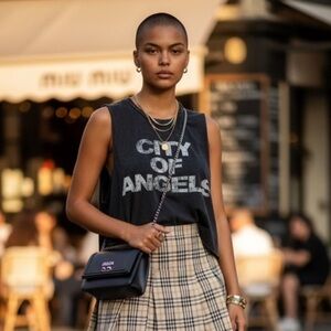 Foreign Exchange | City Of Angels Distressed Graphic Muscle Tee in Gray M Medium